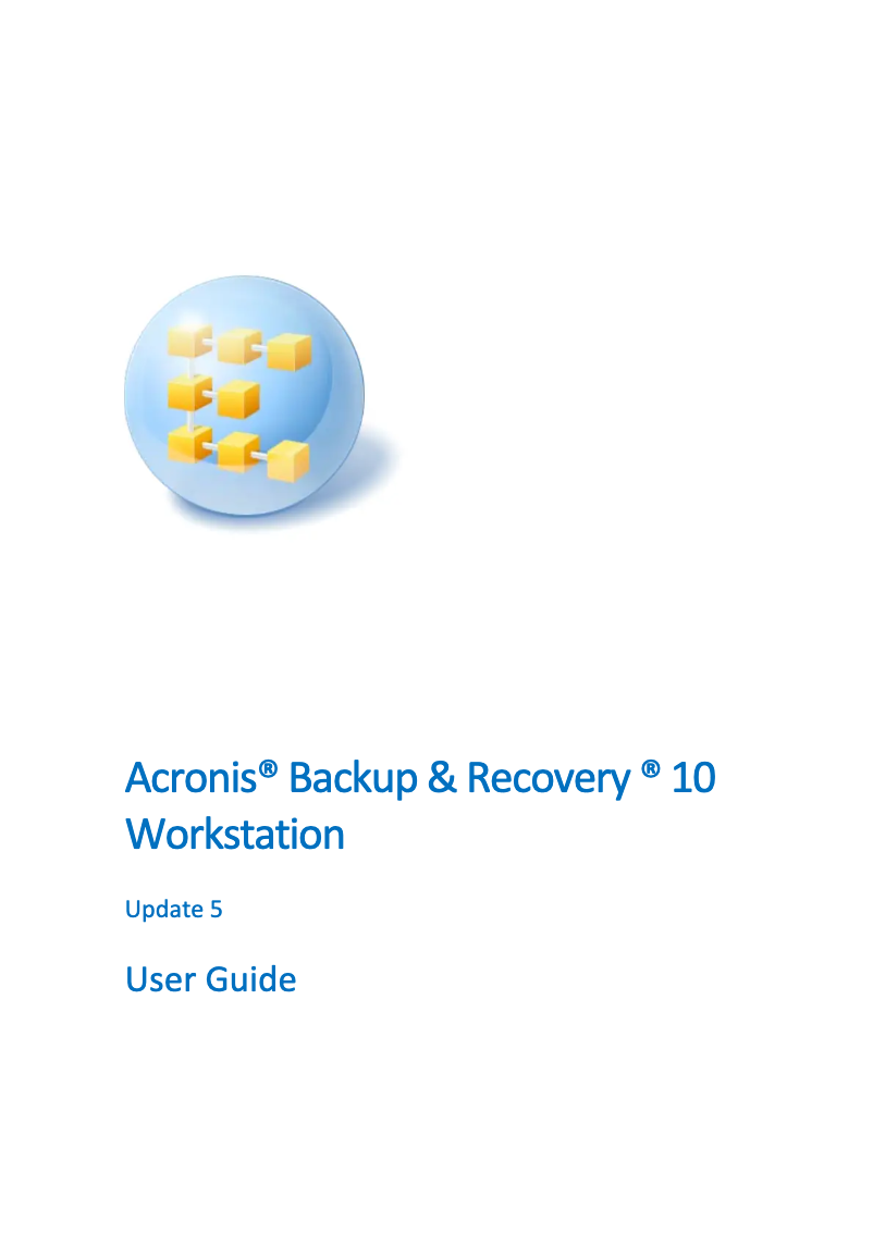 Page 1 of the manual User Manual Acronis Backup & Recovery 10 Workstation