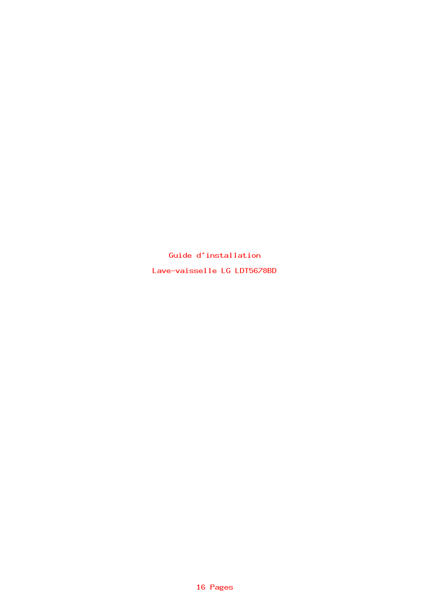 Page 1 de la notice Guide d'installation LG LDT5678BD