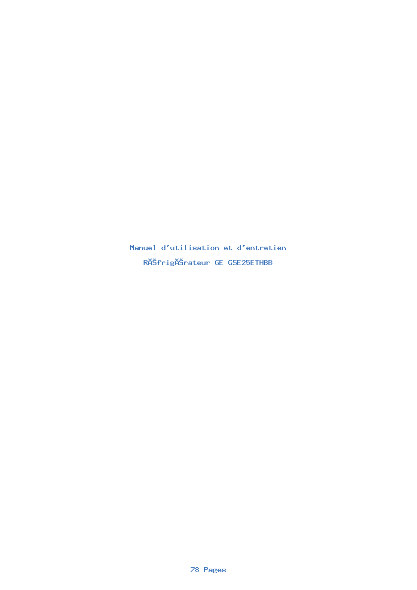 Page 1 de la notice Manuel d'utilisation et d'entretien GE GSE25ETHBB