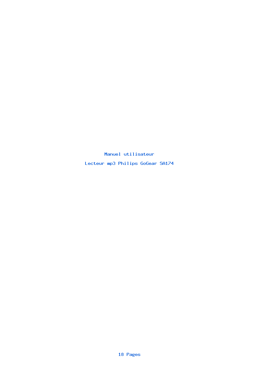 Page 1 de la notice Manuel utilisateur Philips GoGear SA174