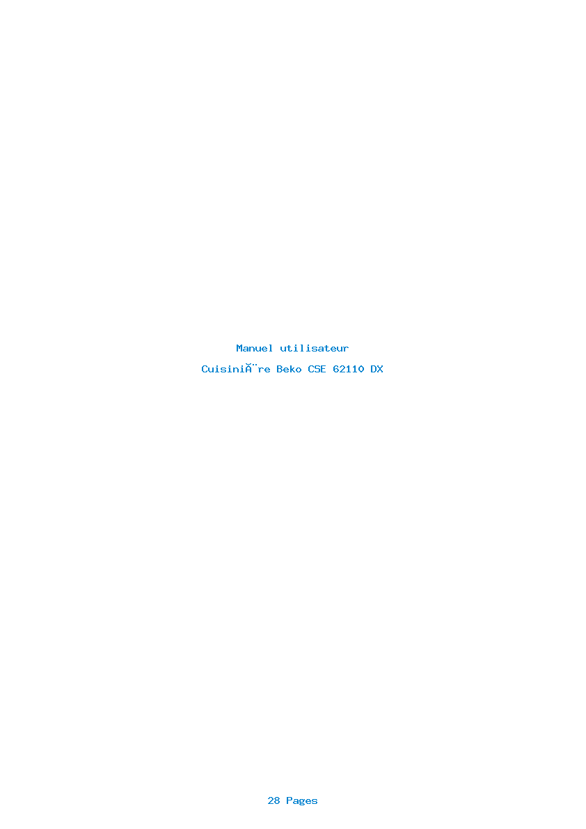 Page 1 de la notice Manuel utilisateur Beko CSE 62110 DX