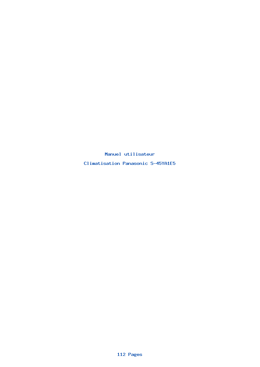 Page 1 de la notice Manuel utilisateur Panasonic S-45YA1E5