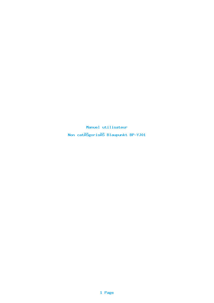 Page 1 de la notice Manuel utilisateur Blaupunkt BP-YJ01
