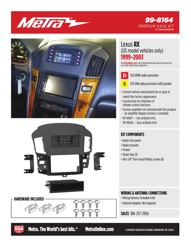 Page 1 de la notice Fiche technique AXESS 99-8164G