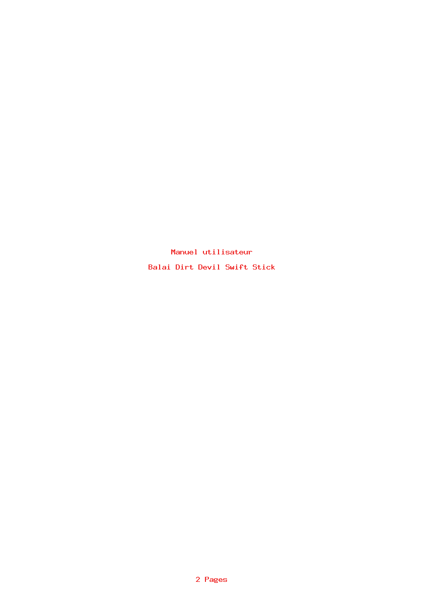 Page 1 de la notice Manuel utilisateur Dirt Devil Swift Stick