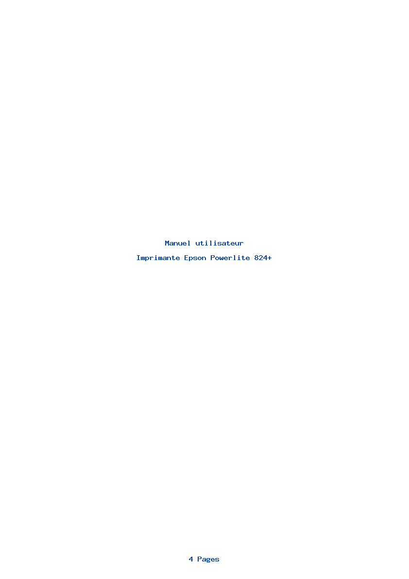 Page 1 de la notice Manuel utilisateur Epson Powerlite 824+