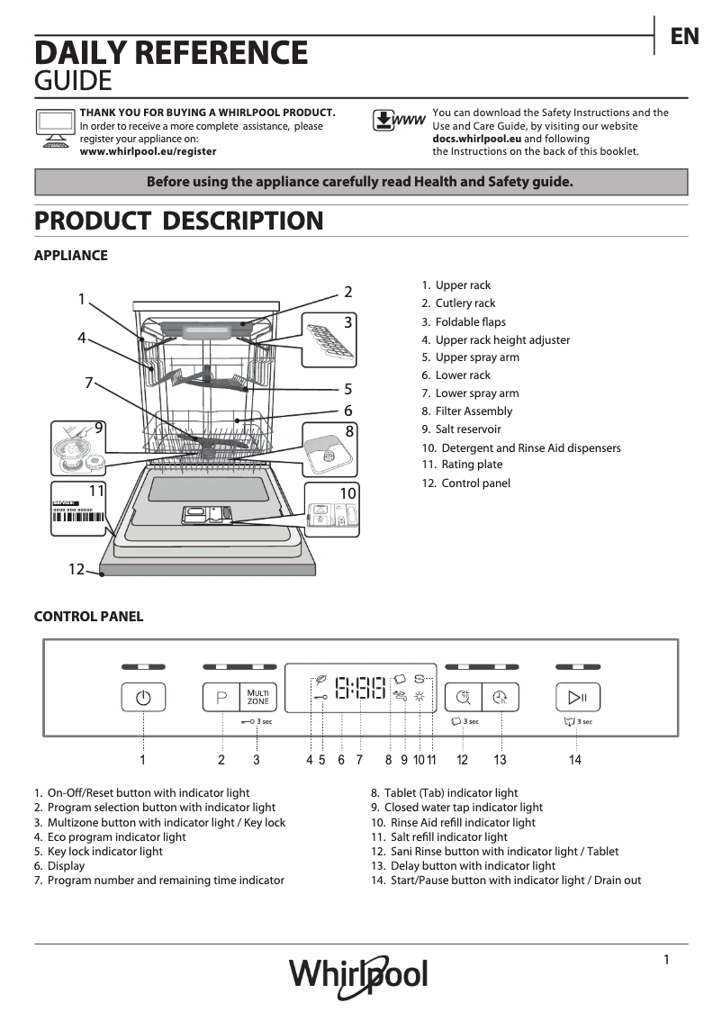 Page 1 de la notice Manuel utilisateur Whirlpool WFC 3C26 F X