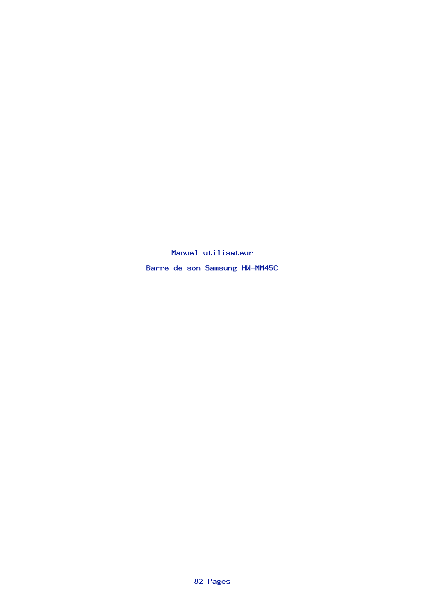Page 1 de la notice Manuel utilisateur Samsung HW-MM45C