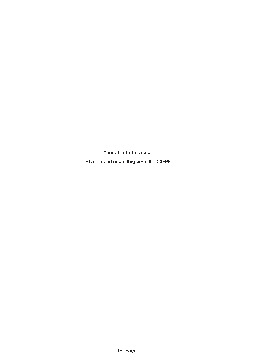 Page 1 de la notice Manuel utilisateur Boytone BT-28SPB