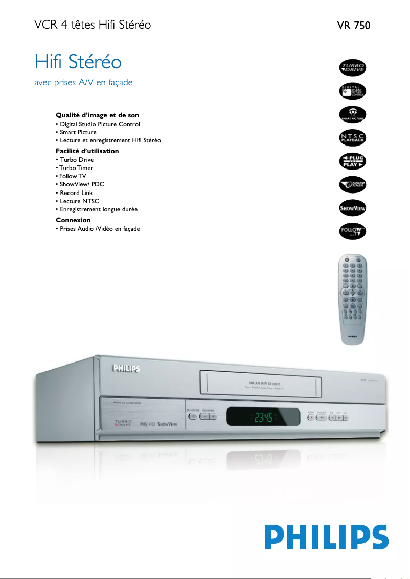 Página 1 del manual Ficha técnica Philips VR750