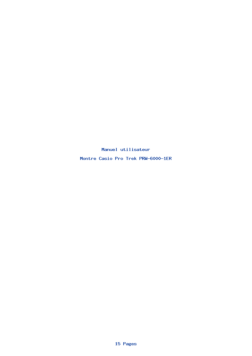 Page 1 de la notice Manuel utilisateur Casio Pro Trek PRW-6000-1ER