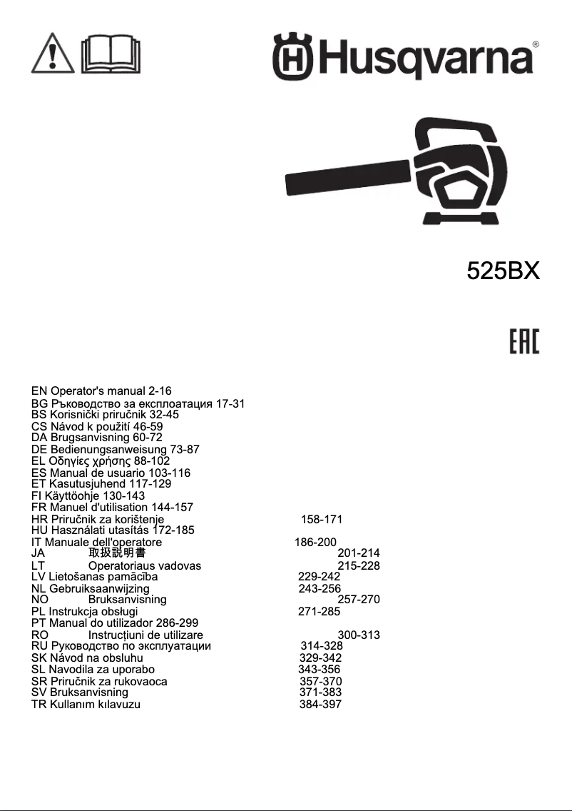 Page 1 of the manual User Manual Husqvarna 525BX