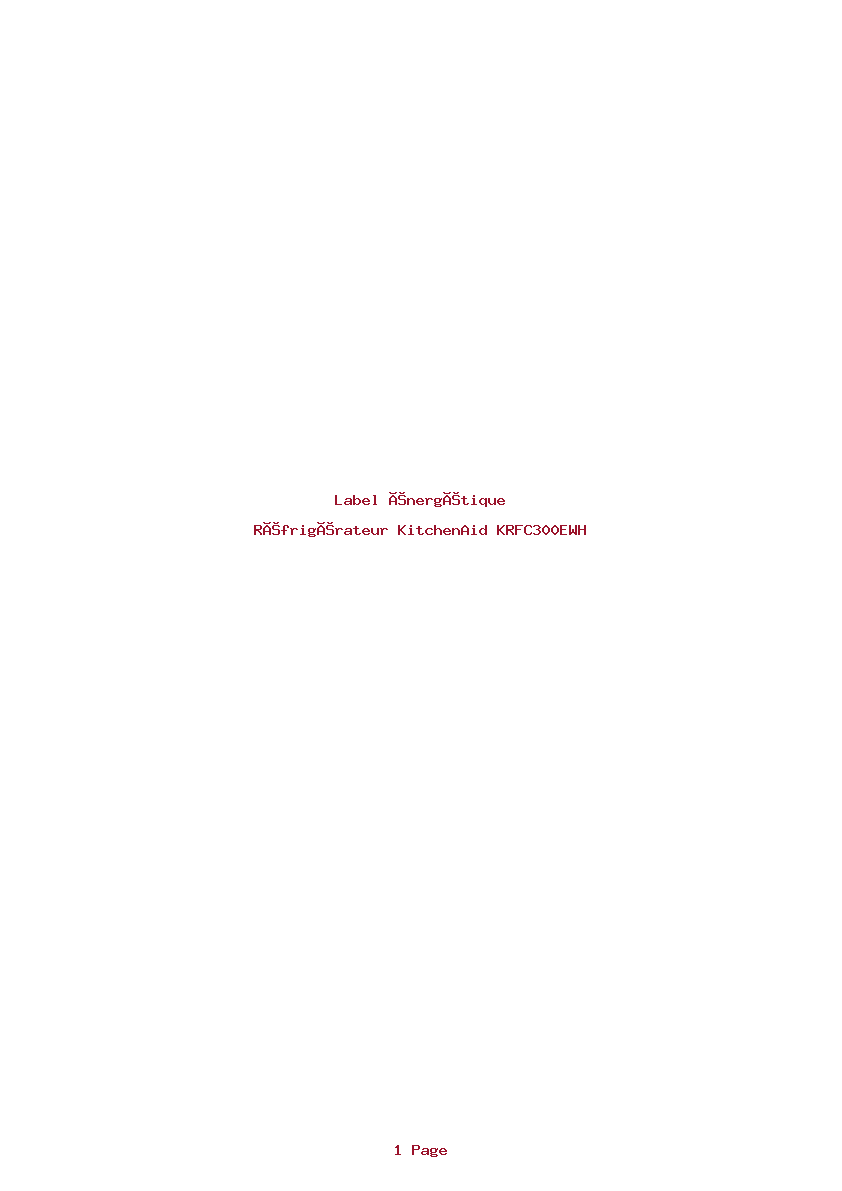 Page 1 de la notice Label énergétique KitchenAid KRFC300EWH