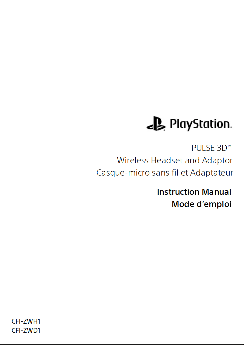 Page 1 de la notice Manuel utilisateur Sony PlayStation Pulse 3D