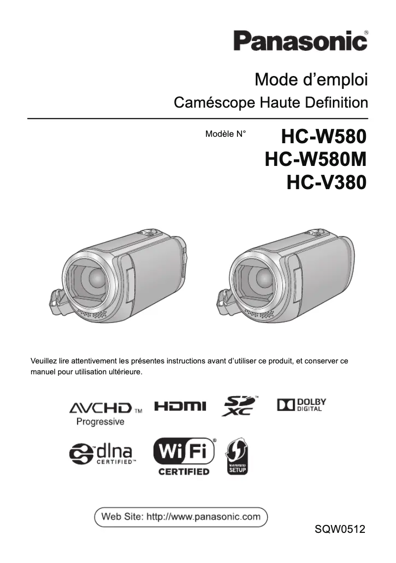 Page 1 de la notice Manuel utilisateur Panasonic HC-W580