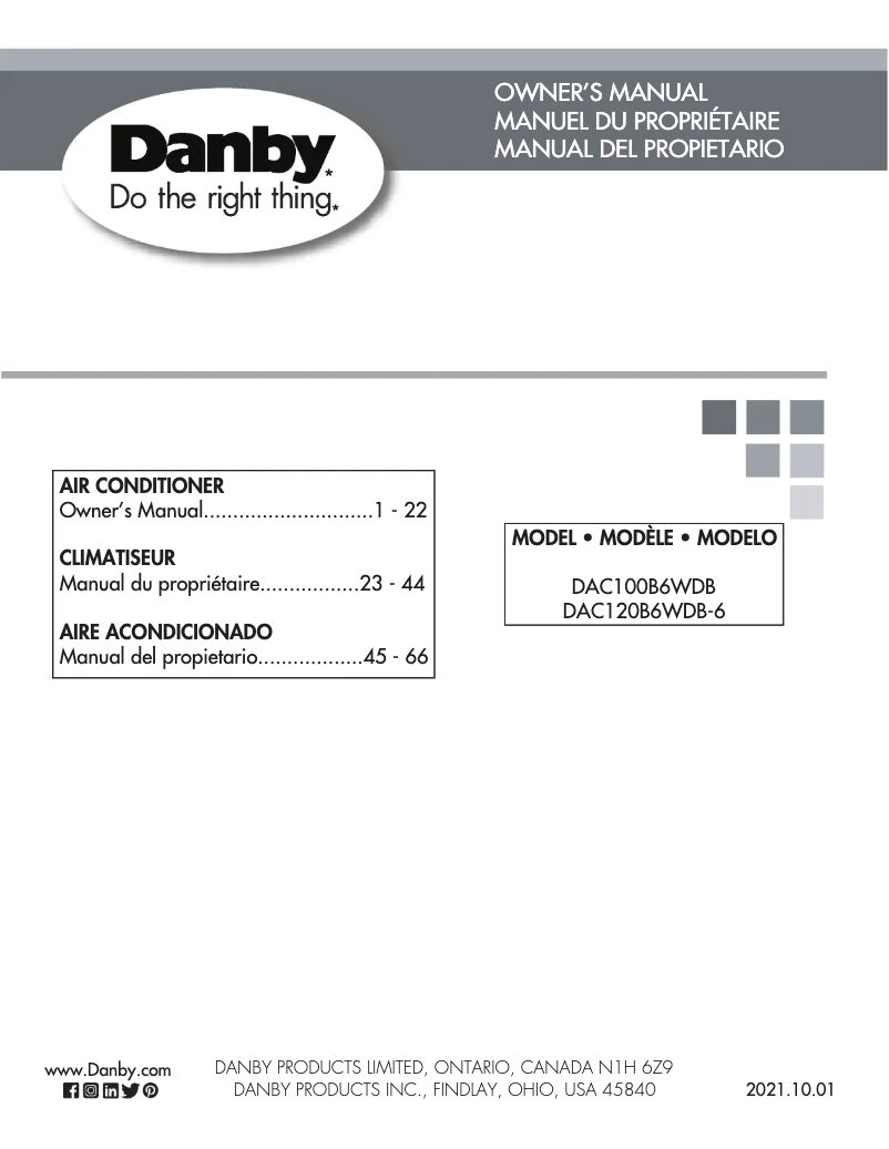 Page 1 de la notice Manuel utilisateur Danby DAC100B6WDB