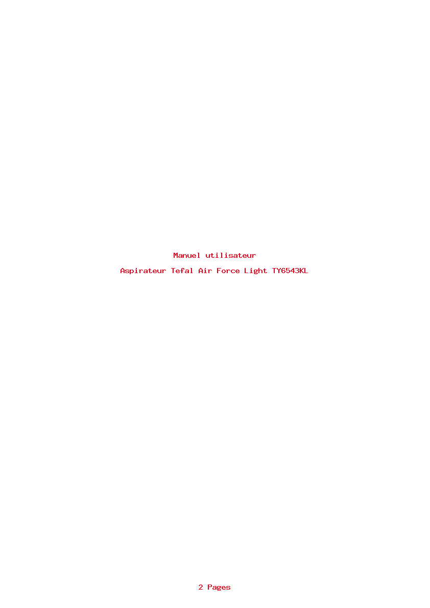 Page 1 de la notice Manuel utilisateur Tefal Air Force Light TY6543KL