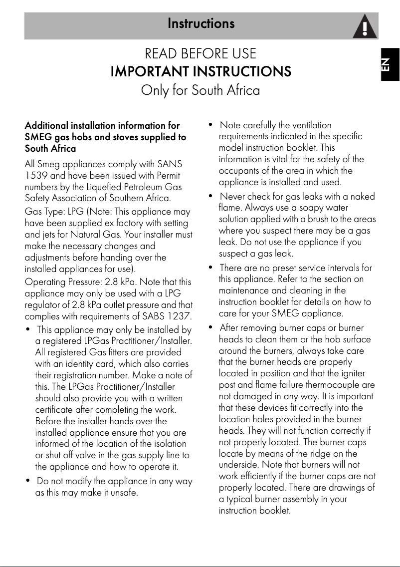 Page 1 de la notice Brochure Smeg PV664LCNR