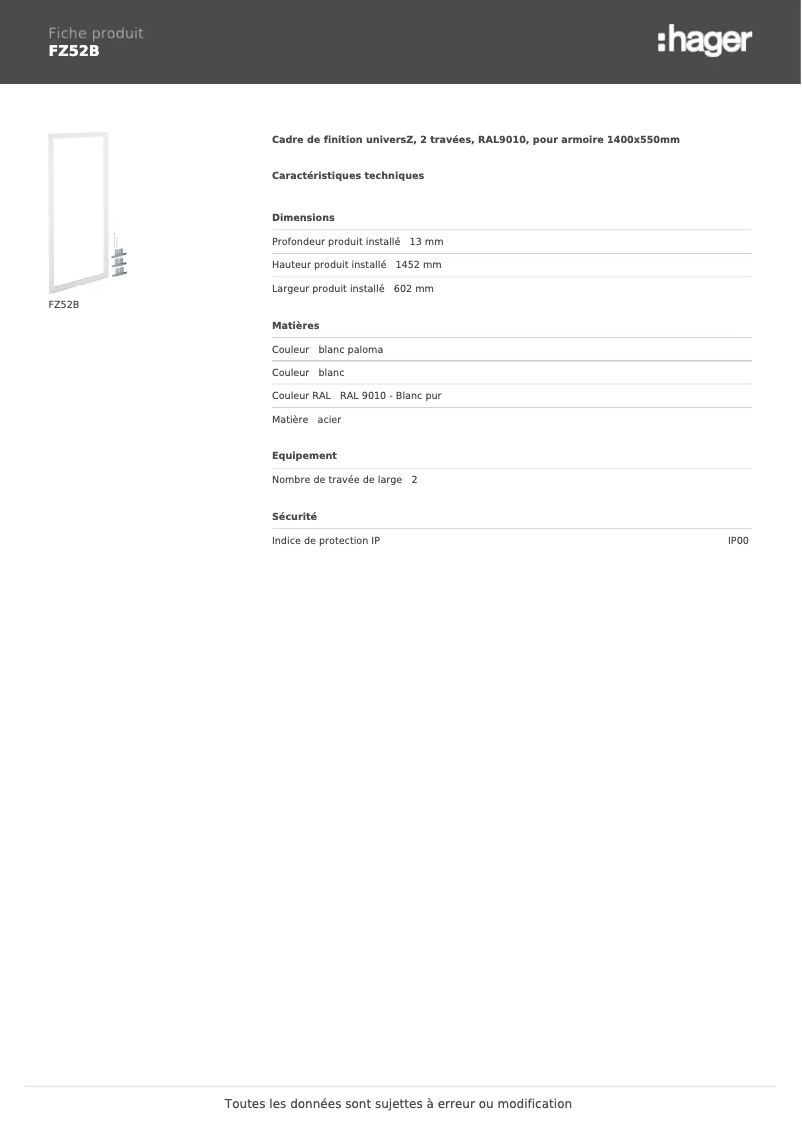 Página 1 del manual Manual de usuario Hager FZ52B