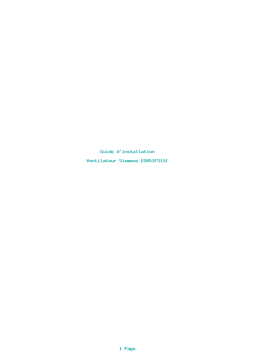 Page 1 de la notice Guide d'installation Siemens ED851FS11E