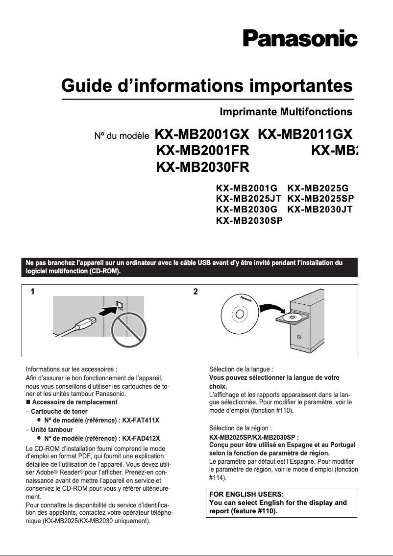 Página 1 del manual Manual de usuario Panasonic KX-MB2001G