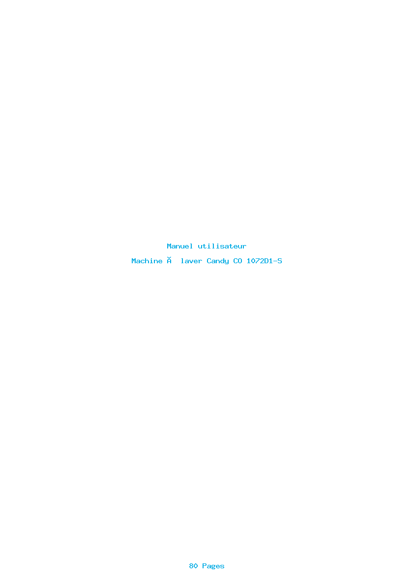Page 1 de la notice Manuel utilisateur Candy CO 1072D1-S