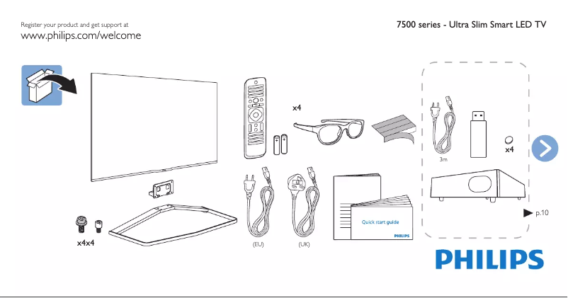 Page 1 of the manual Quick Start Guide Philips 55PFK7509