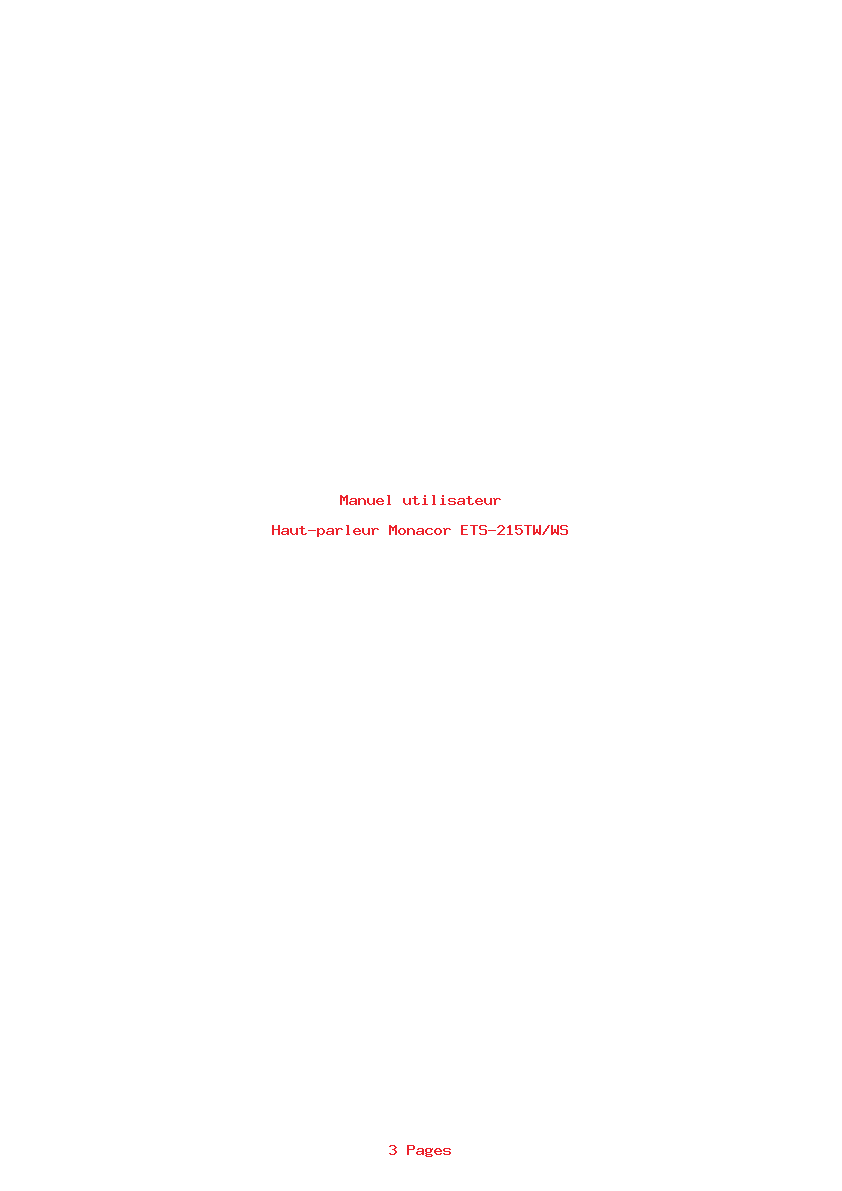Page 1 de la notice Manuel utilisateur Monacor ETS-215TW/WS