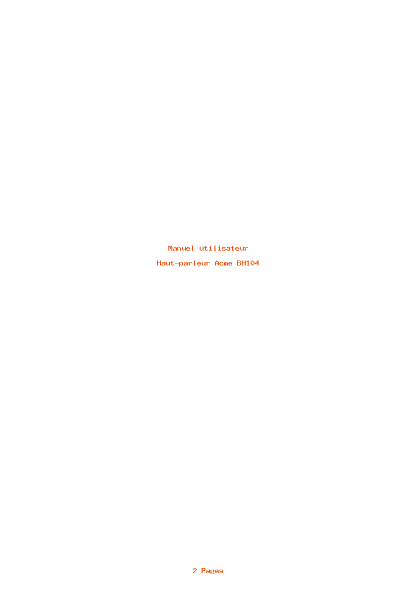 Page 1 de la notice Manuel utilisateur Acme BH104