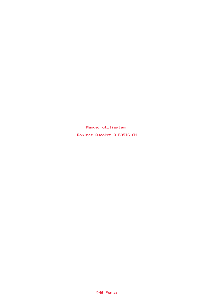 Page 1 de la notice Manuel utilisateur Quooker Q-BASIC-CH