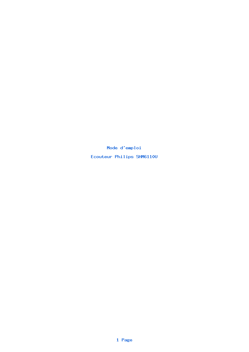 Page 1 de la notice Mode d'emploi Philips SHM6110U