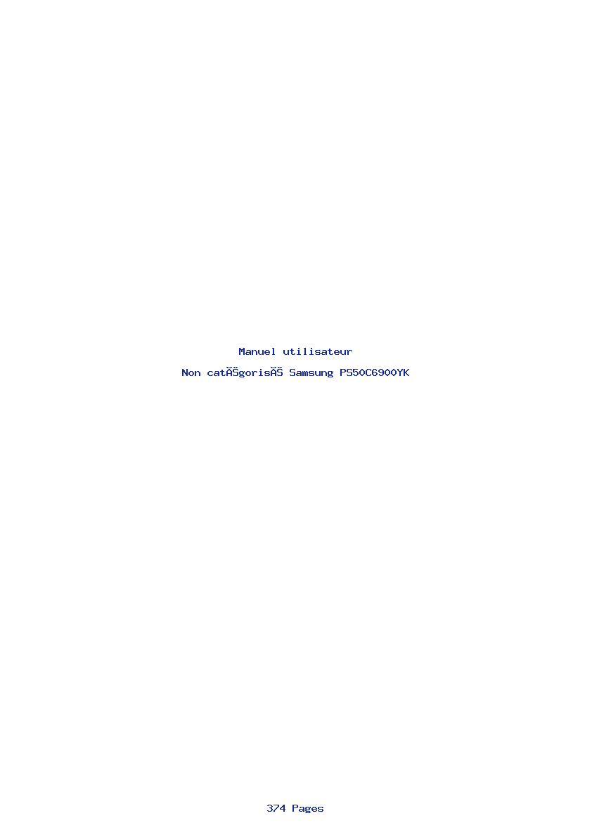 Page 1 de la notice Manuel utilisateur Samsung PS50C6900YK