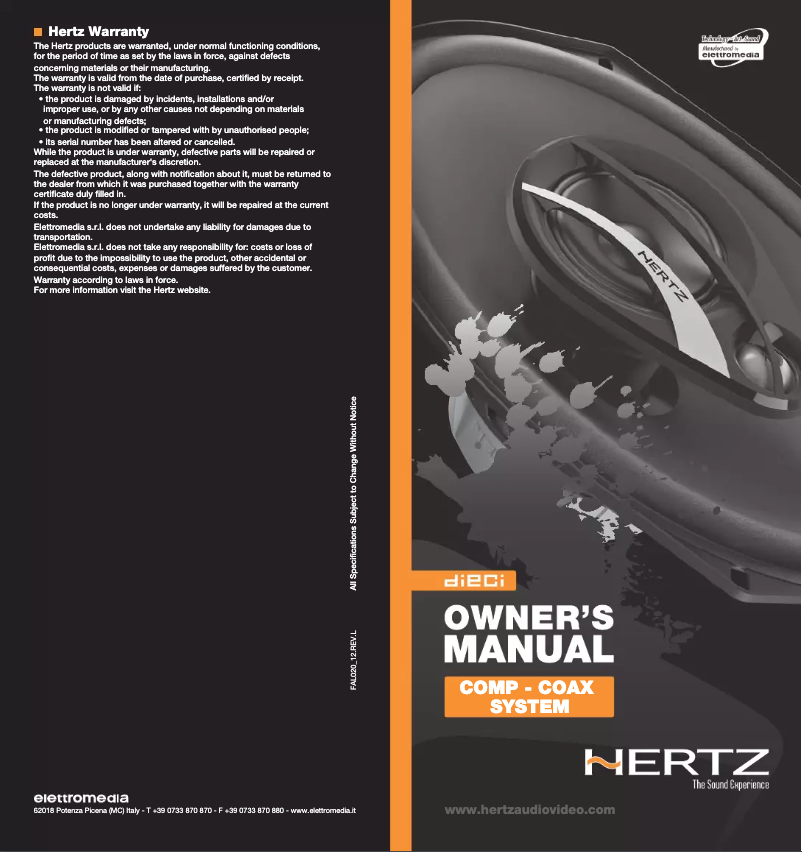 Page 1 de la notice Manuel utilisateur Hertz Dieci DCX 460.3
