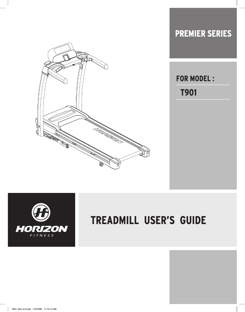 Page 1 de la notice Manuel utilisateur Horizon Fitness Premier T901