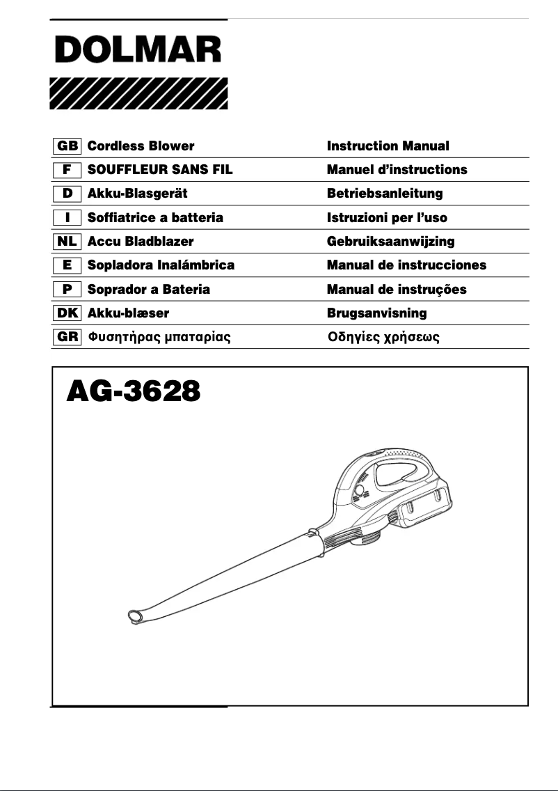 Page 1 de la notice Manuel utilisateur Dolmar AG-3628LGE