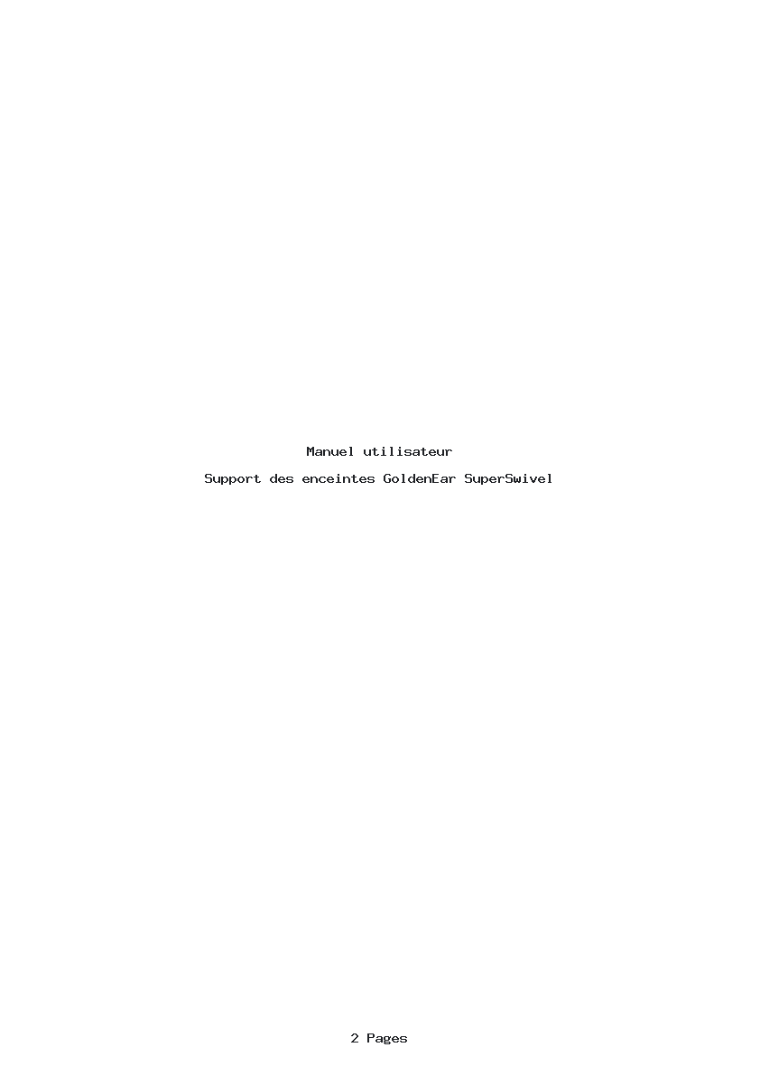 Page 1 de la notice Manuel utilisateur GoldenEar SuperSwivel