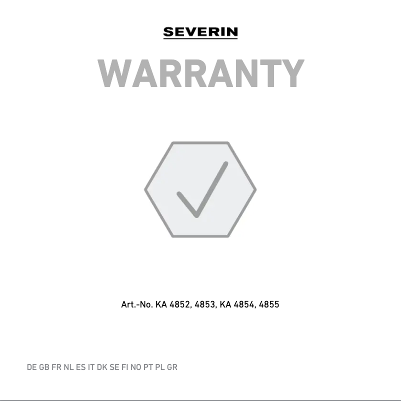 Page 1 of the manual Warranty Information Severin KA 4852