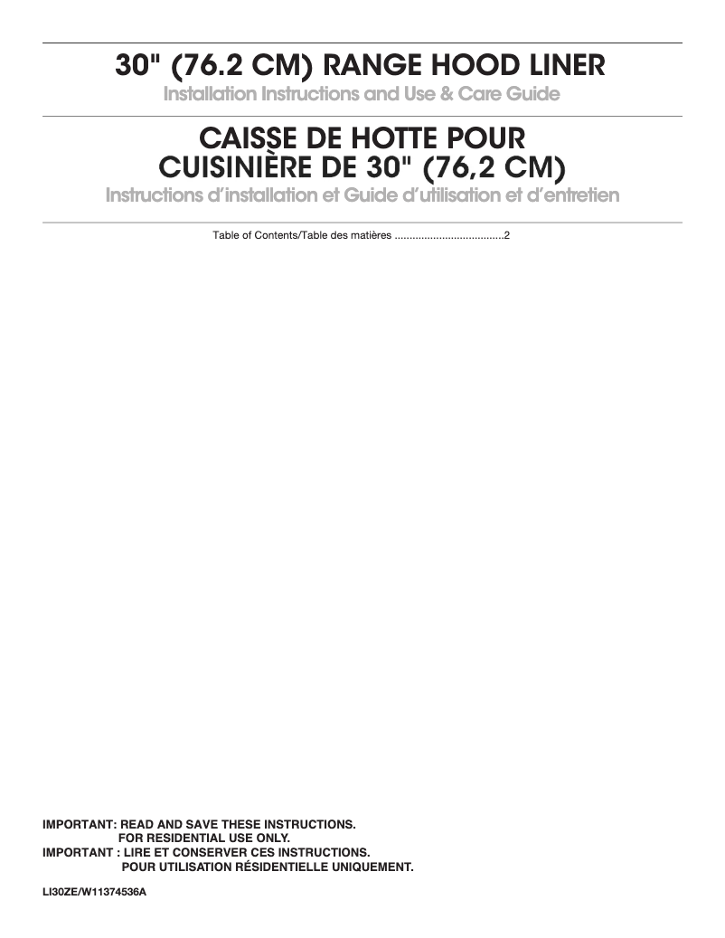 Page 1 de la notice Manuel utilisateur Maytag UVL5430JSS