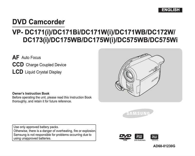 Página 1 del manual Manual de usuario Samsung VP-DC175WI