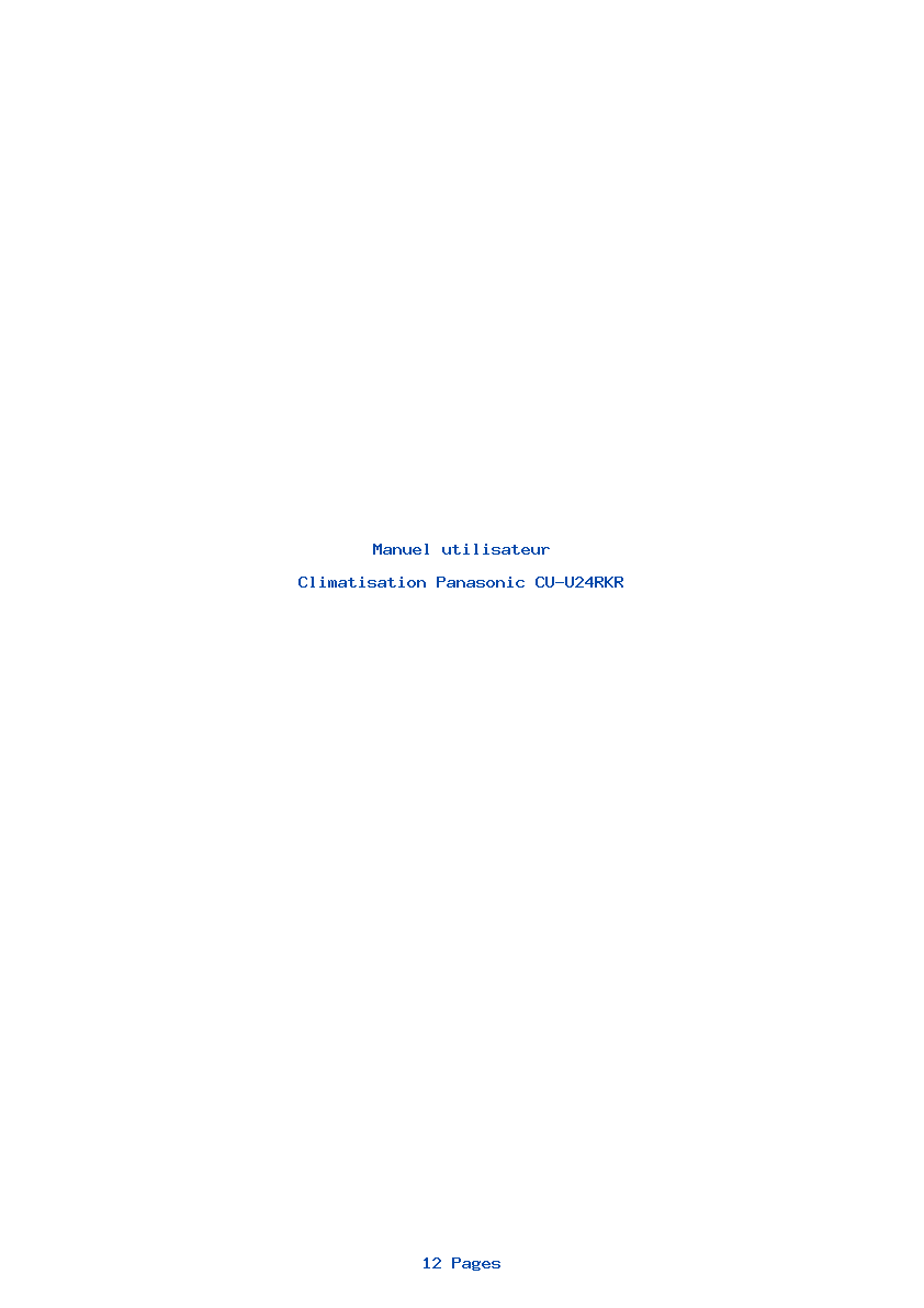 Page 1 de la notice Manuel utilisateur Panasonic CU-U24RKR