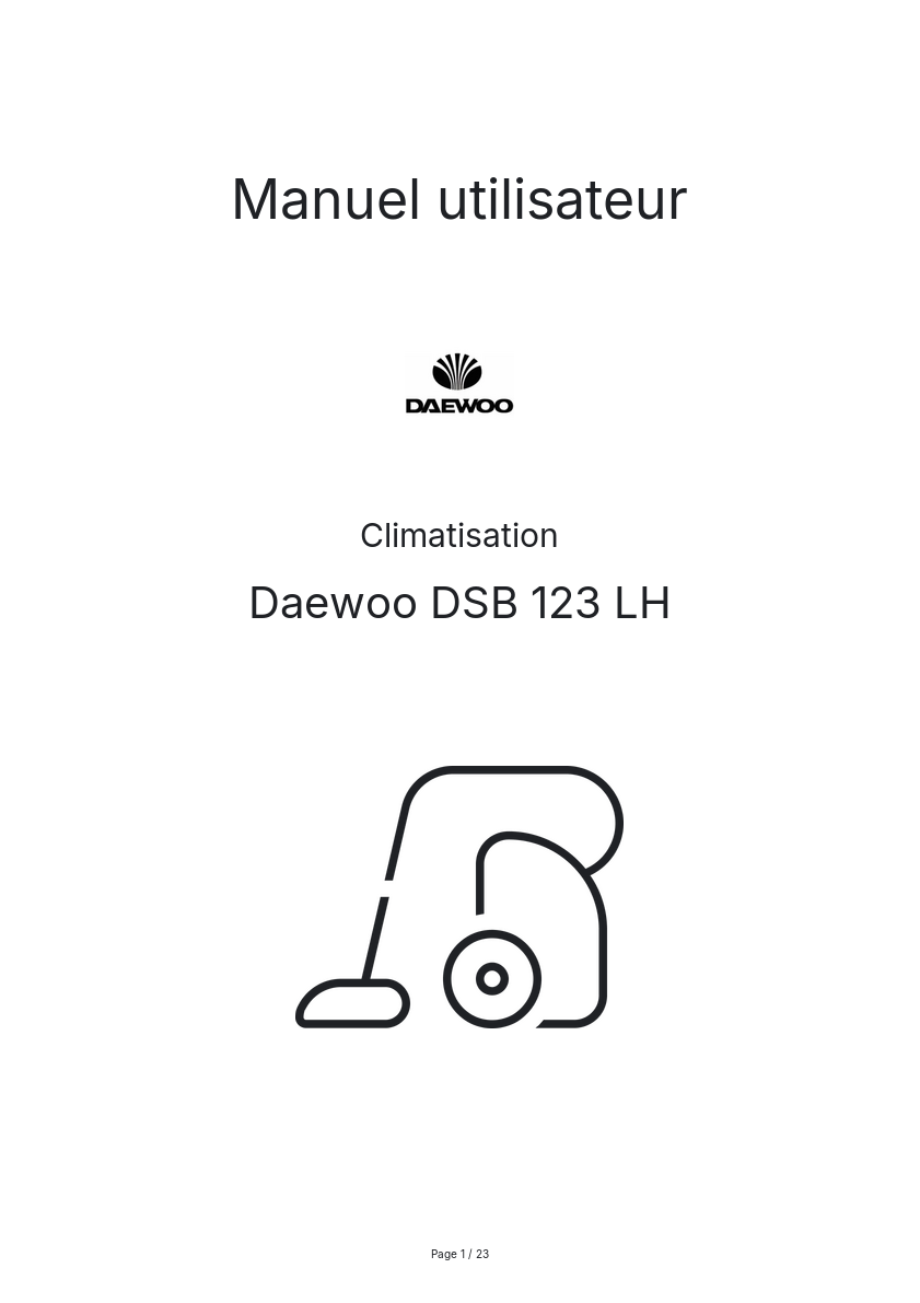 Page 1 de la notice Manuel utilisateur Daewoo DSB 123 LH