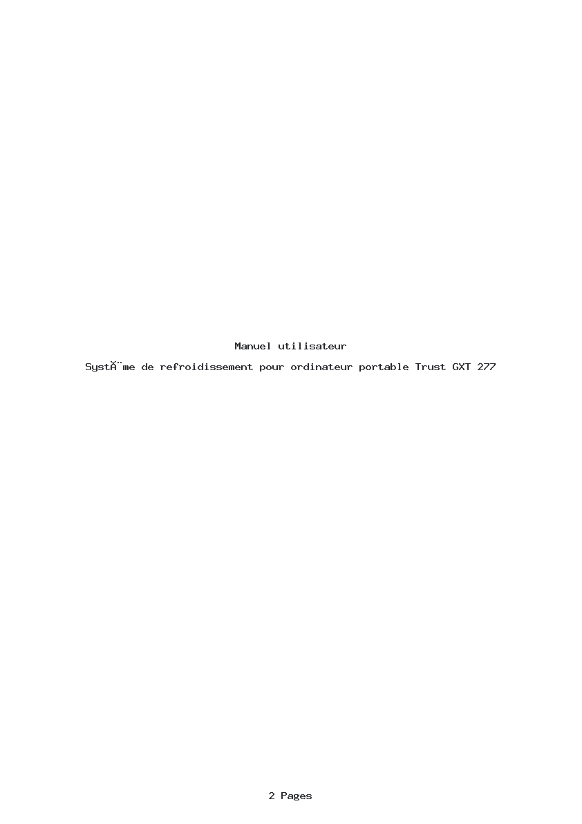 Page 1 de la notice Manuel utilisateur Trust GXT 277