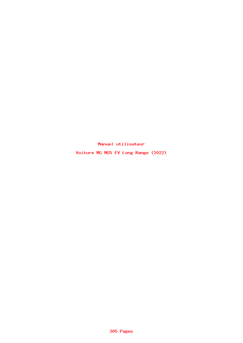 Page 1 de la notice Manuel utilisateur MG MG5 EV Long Range (2022)