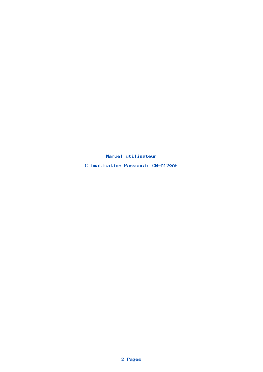 Page 1 de la notice Manuel utilisateur Panasonic CW-A120AE
