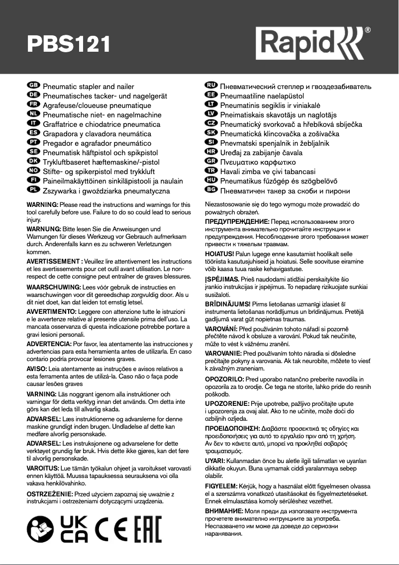 Page 1 of the manual User Manual Rapid PBS121