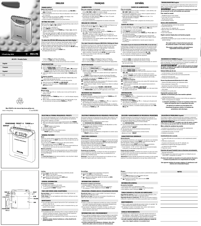 Page 1 of the manual User Manual Philips AE6370