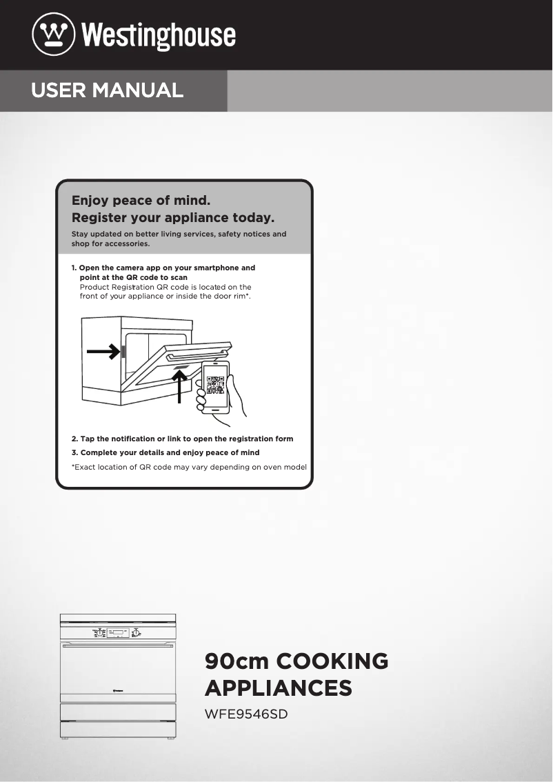 Page 1 of the manual User Manual Westinghouse WFE9546SD
