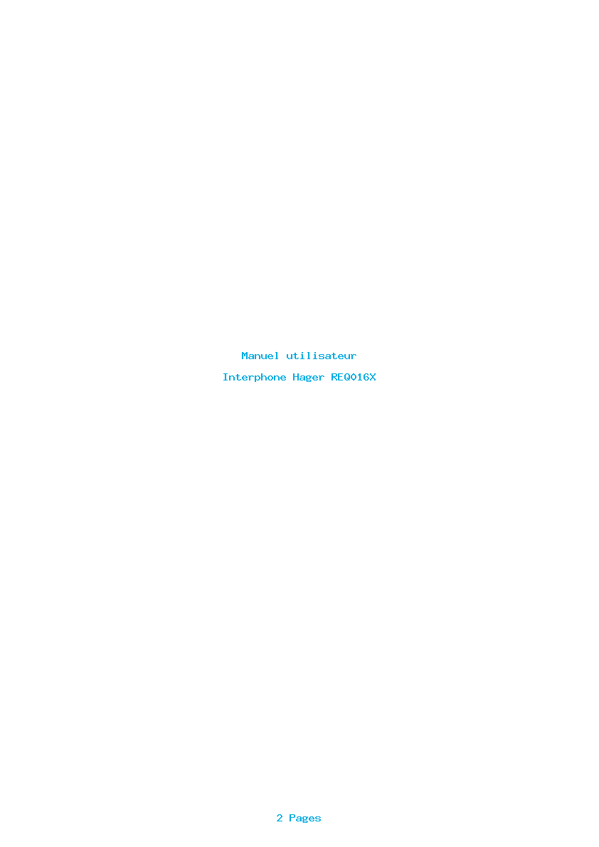 Page 1 de la notice Manuel utilisateur Hager REQ016X