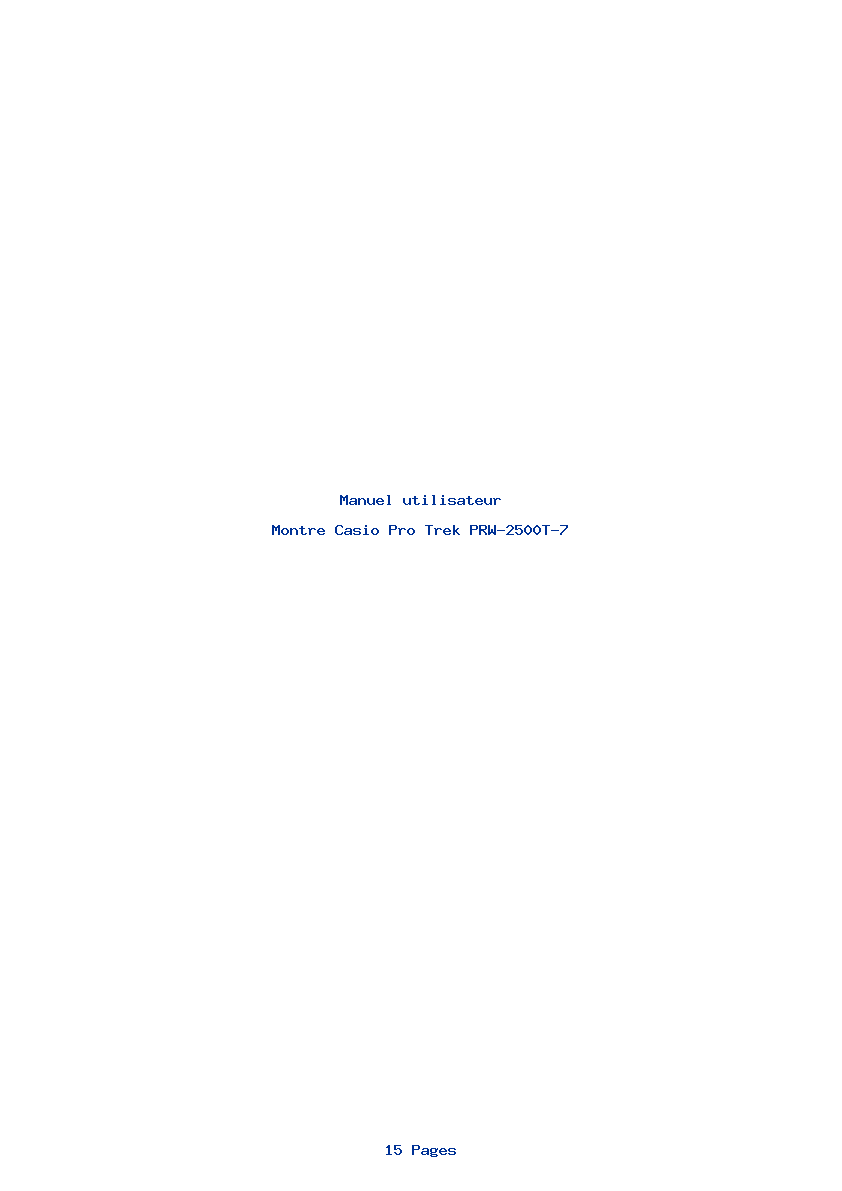 Page 1 de la notice Manuel utilisateur Casio Pro Trek PRW-2500T-7
