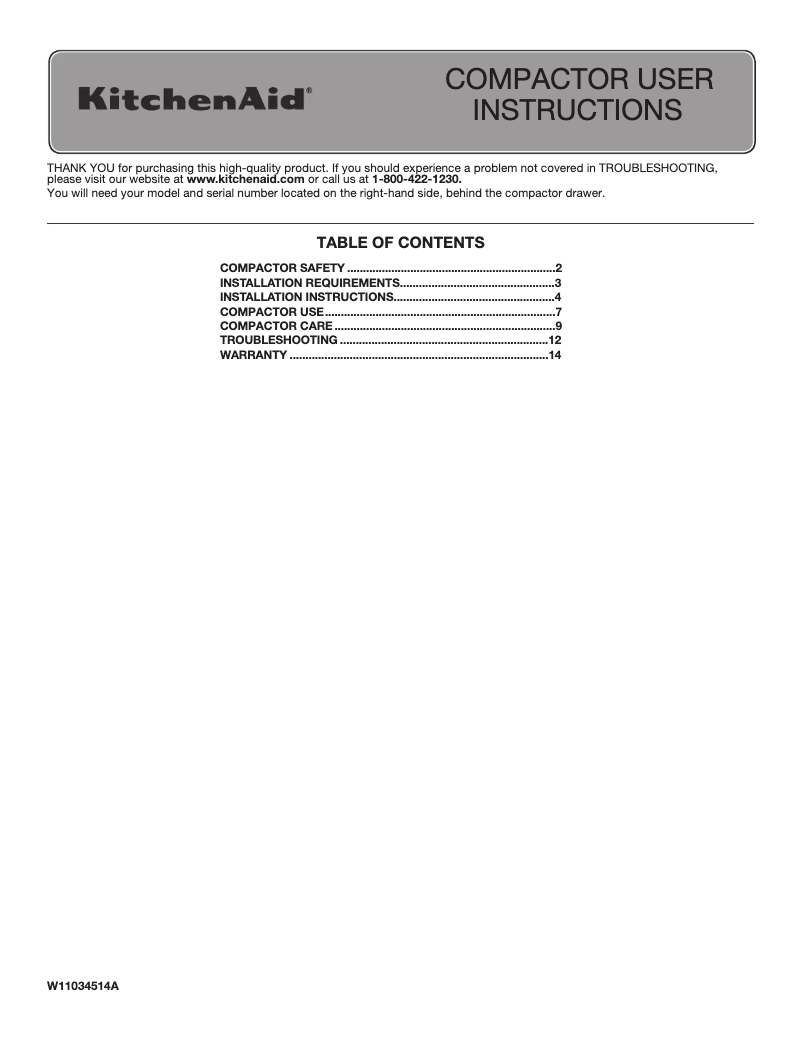 Page 1 de la notice Manuel utilisateur KitchenAid KTTS505EBL